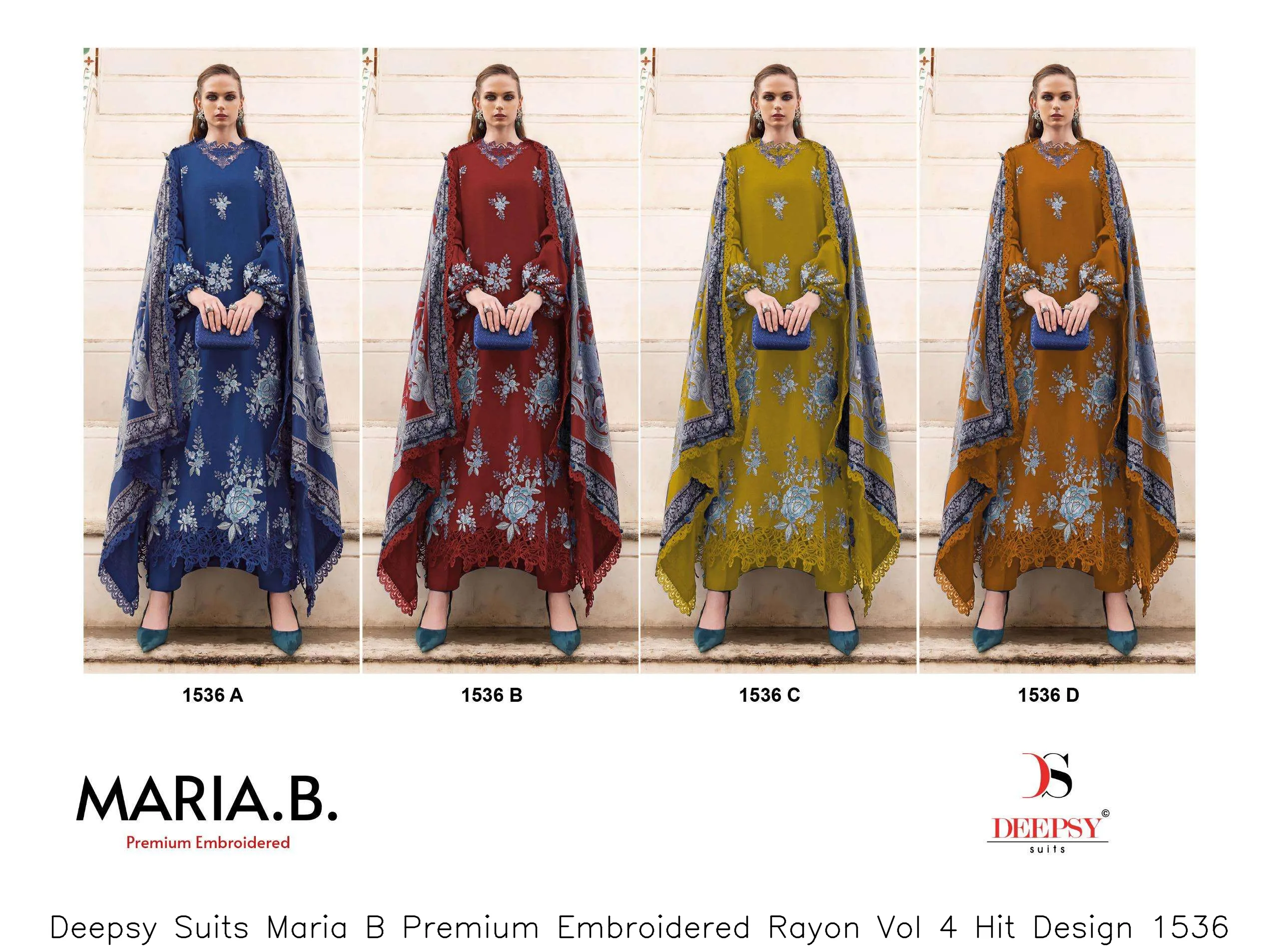 Deepsy Suits Maria B Premium Embroidered Rayon Vol 4 Hit Design 1536 - Image 2