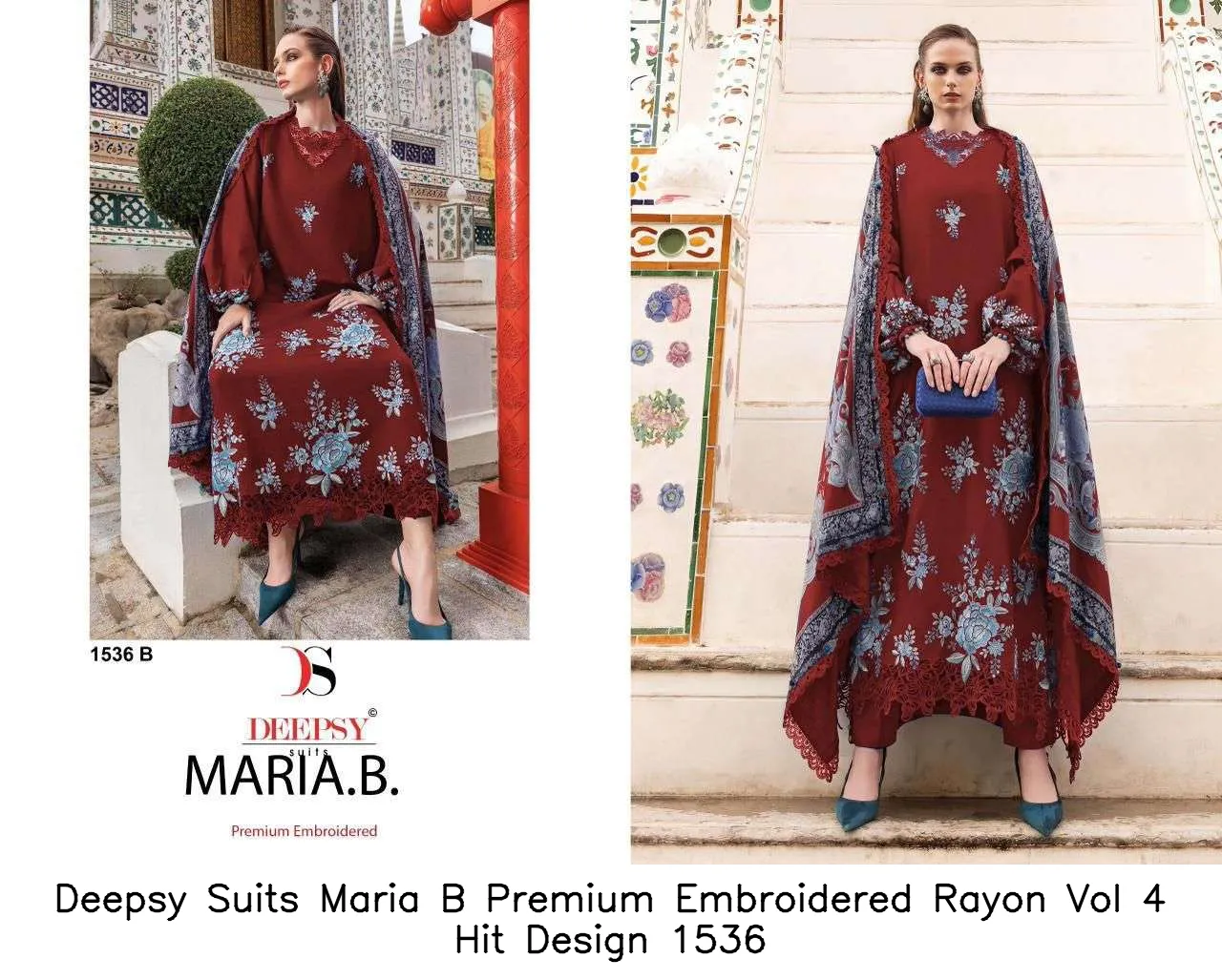 Deepsy Suits Maria B Premium Embroidered Rayon Vol 4 Hit Design 1536 - Image 4