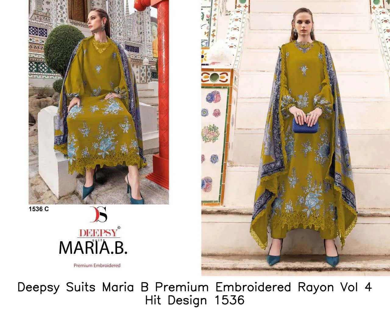 Deepsy Suits Maria B Premium Embroidered Rayon Vol 4 Hit Design 1536 - Image 5
