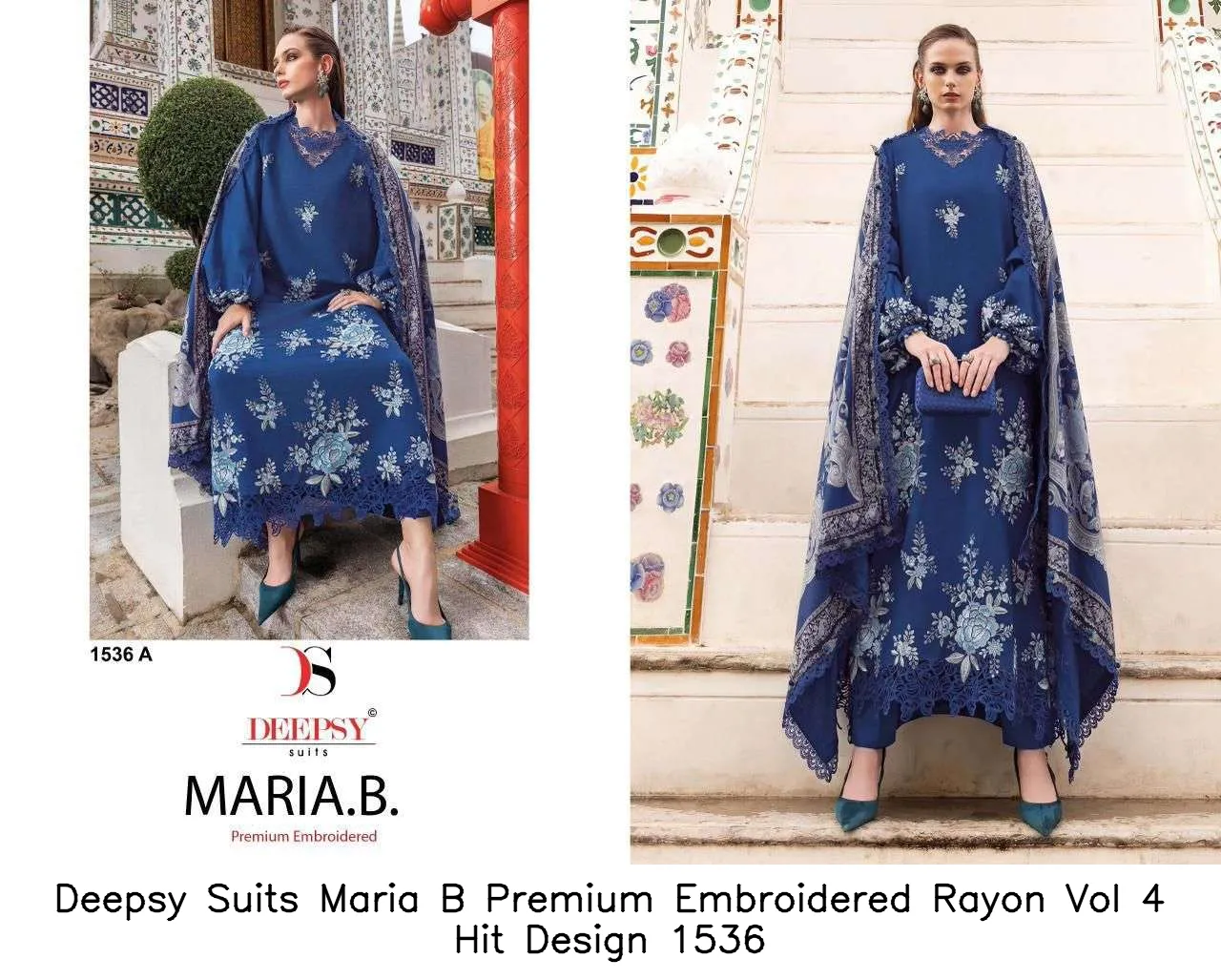 Deepsy Suits Maria B Premium Embroidered Rayon Vol 4 Hit Design 1536 - Image 6