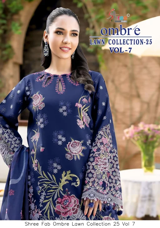 Shree Fab Ombre Lawn Collection 25 Vol 7