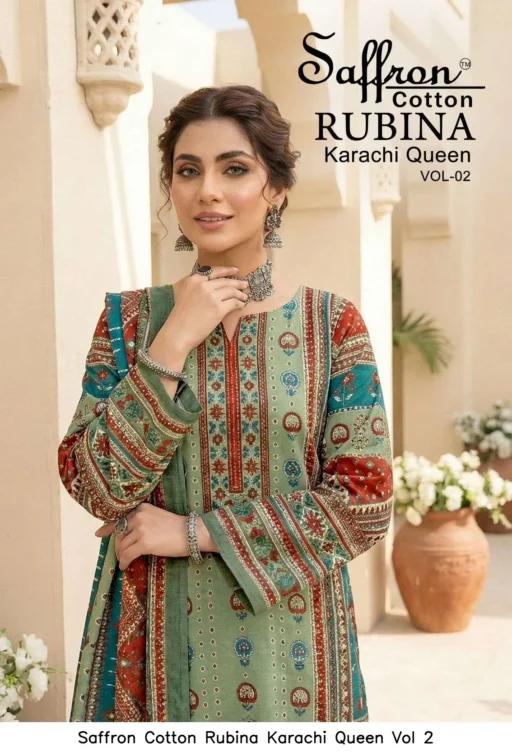 Saffron Cotton Rubina Karachi Queen Vol 2