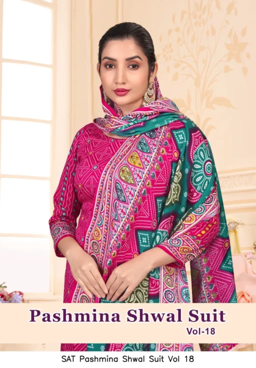 SAT Pashmina Shwal Suit Vol 18