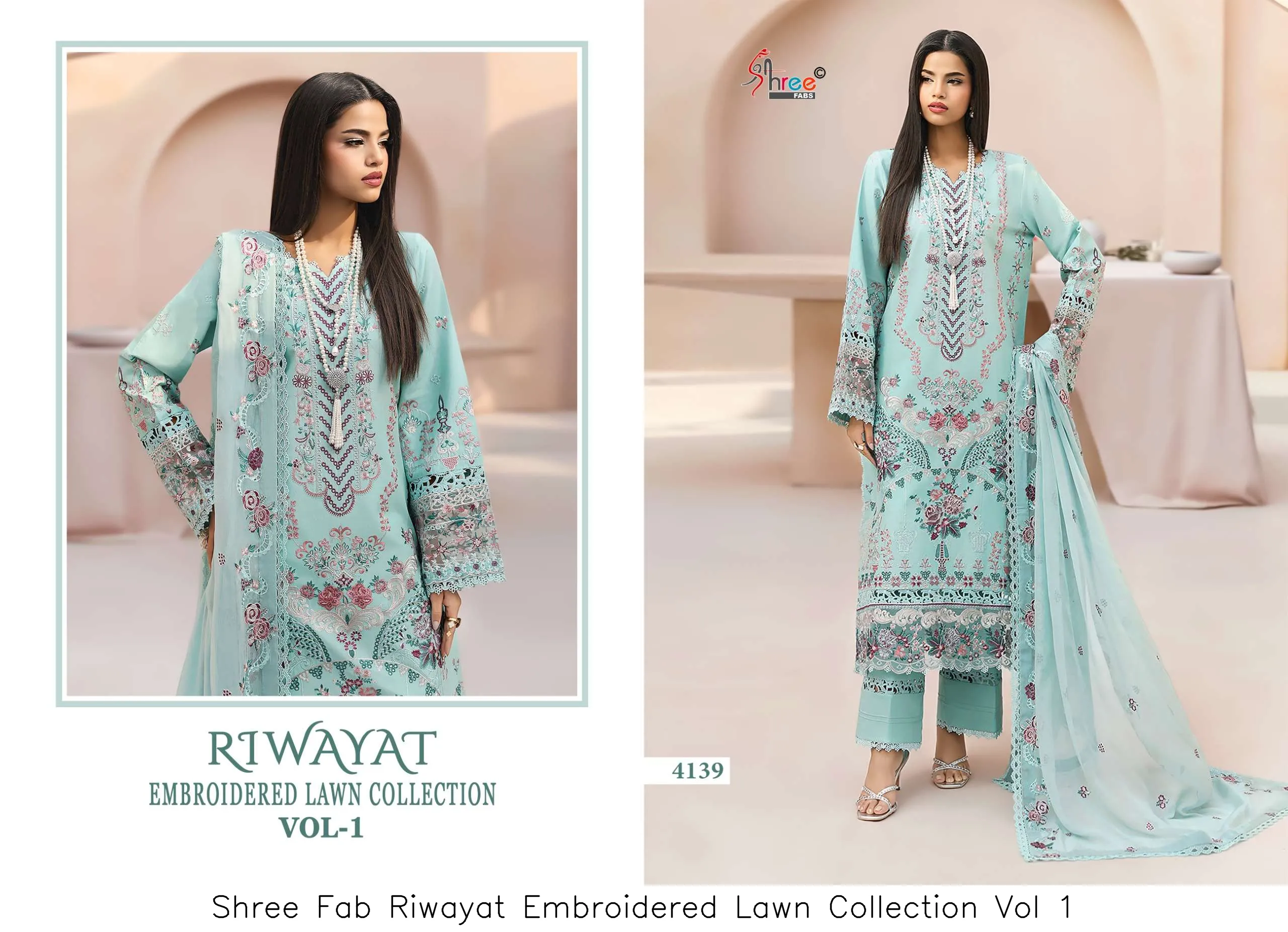 Shree Fab Riwayat Embroidered Lawn Collection Vol 1 - Image 2