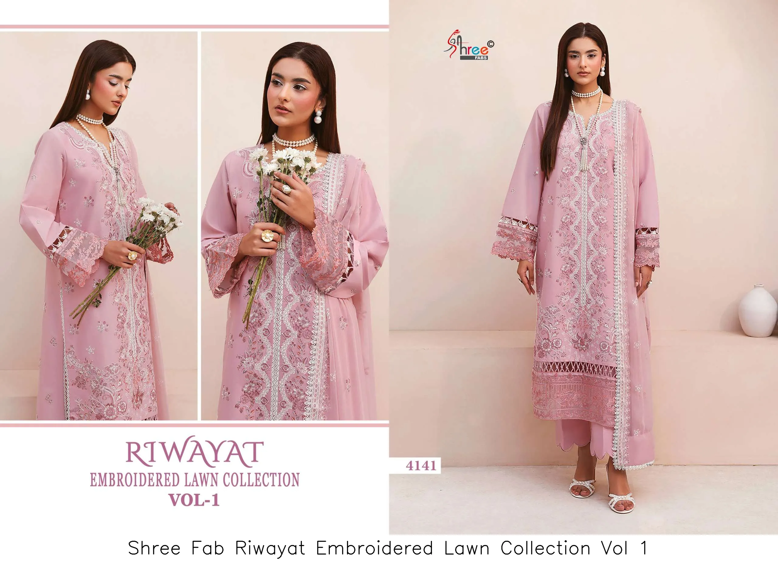 Shree Fab Riwayat Embroidered Lawn Collection Vol 1 - Image 4