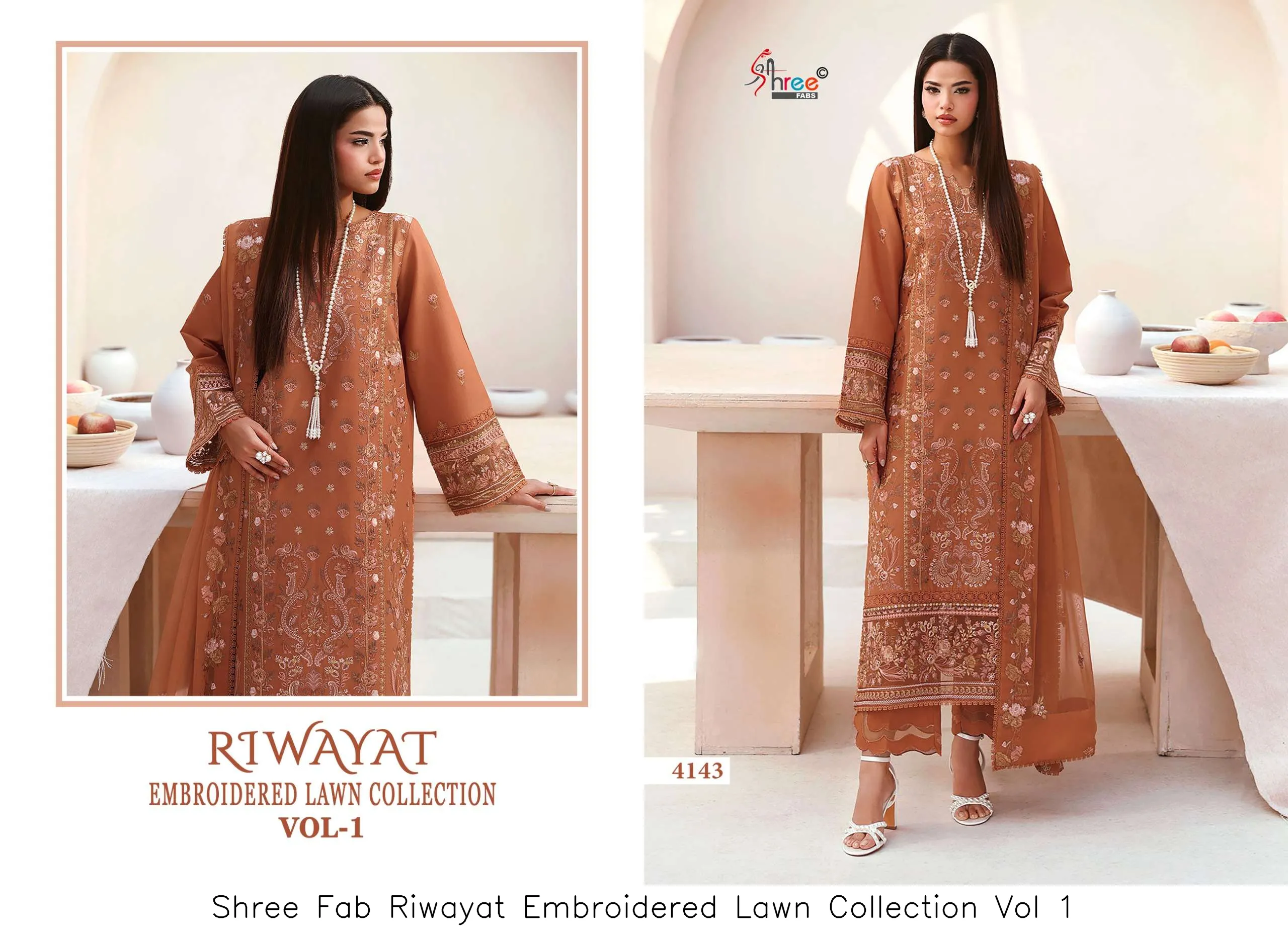 Shree Fab Riwayat Embroidered Lawn Collection Vol 1 - Image 5
