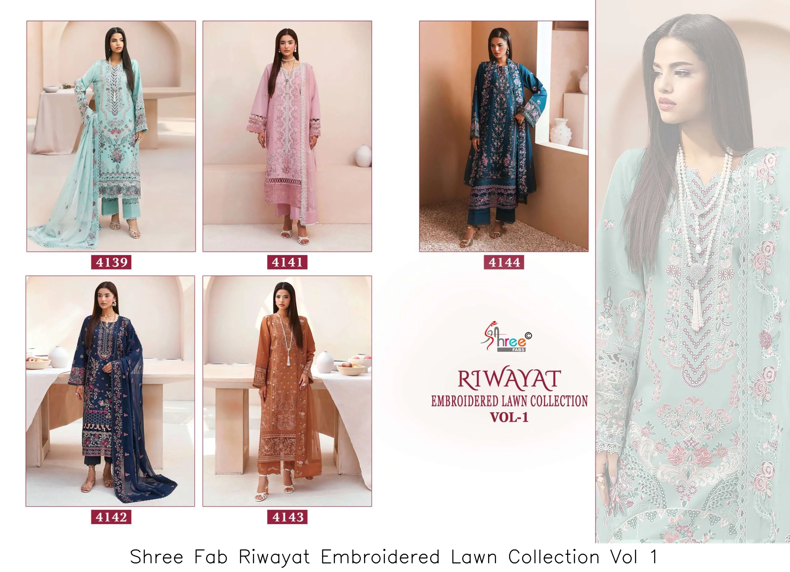 Shree Fab Riwayat Embroidered Lawn Collection Vol 1 - Image 6
