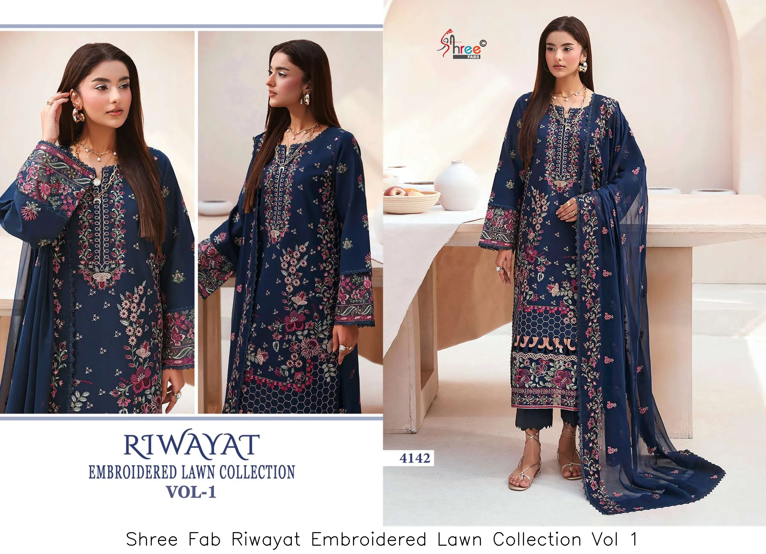 Shree Fab Riwayat Embroidered Lawn Collection Vol 1 - Image 7