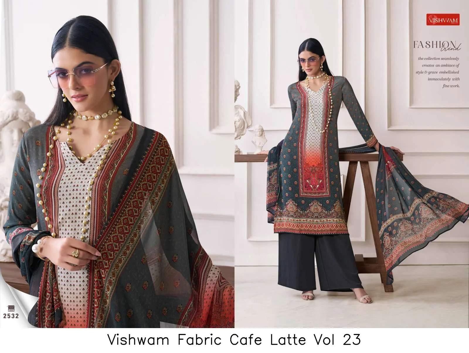 Vishwam Fabric Cafe Latte Vol 23 - Image 2