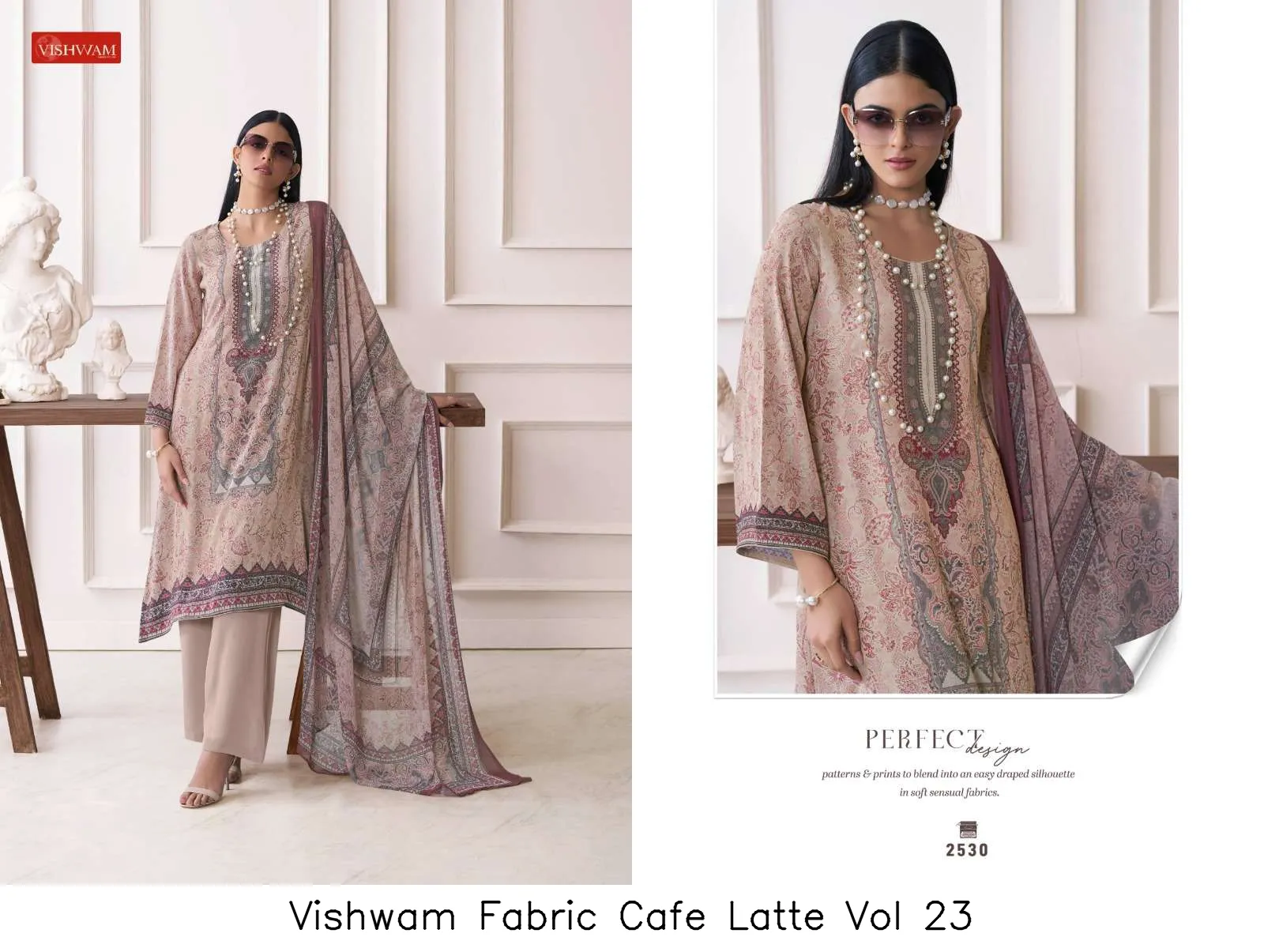 Vishwam Fabric Cafe Latte Vol 23 - Image 3