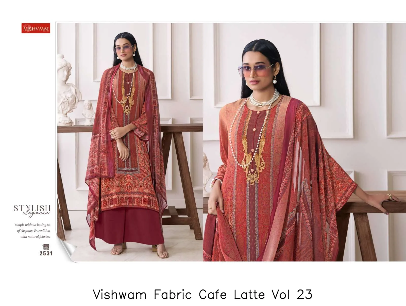 Vishwam Fabric Cafe Latte Vol 23 - Image 5