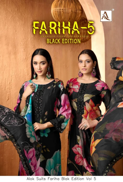 Alok Suits Fariha Blak Edition Vol 5