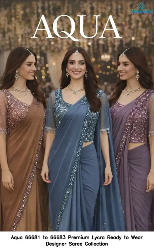 Aqua 66681 to 66683 Premium Lycra Ready to Wear Designer Saree Collection