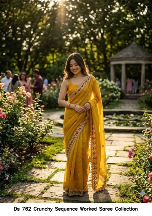 Ds 762 Crunchy Sequence Worked Saree Collection