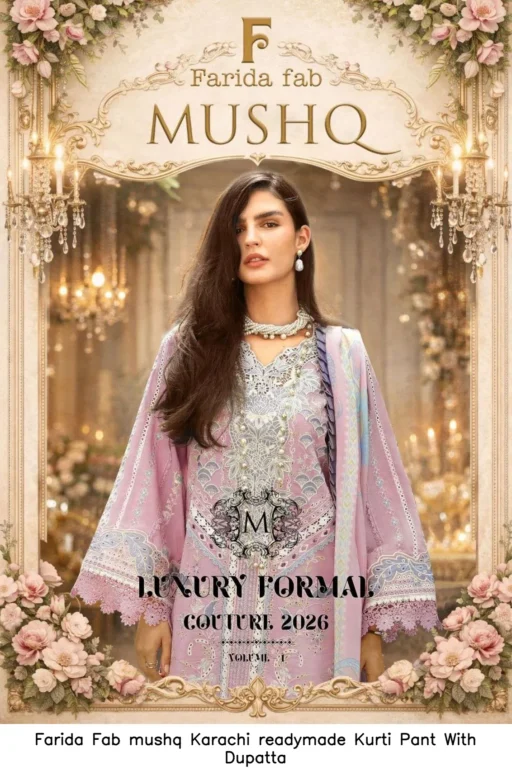 Farida Fab mushq Karachi readymade Kurti Pant With Dupatta