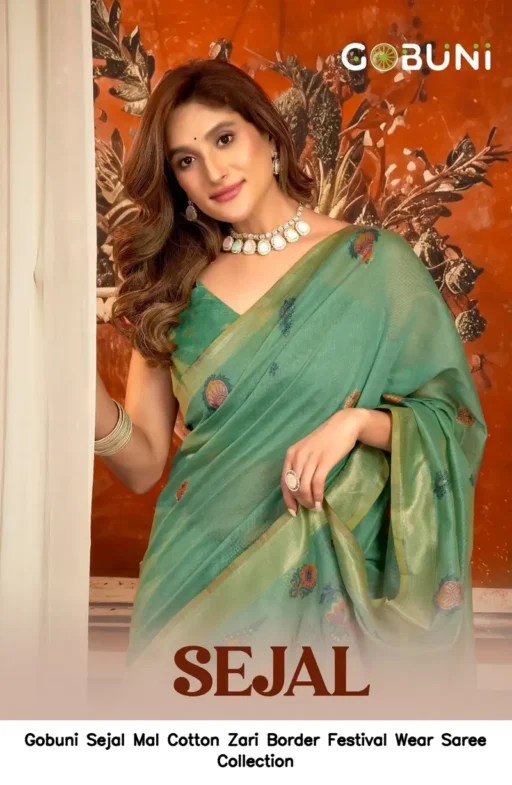 Gobuni Sejal Mal Cotton Zari Border Festival Wear Saree Collection
