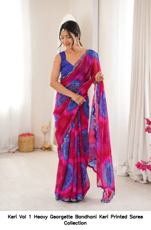 Keri Vol 1 Heavy Georgette Bandhani Keri Printed Saree Collection