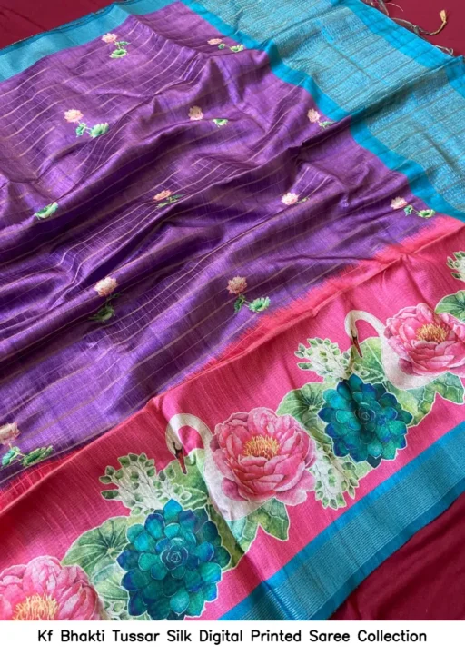 Kf Bhakti Tussar Silk Digital Printed Saree Collection