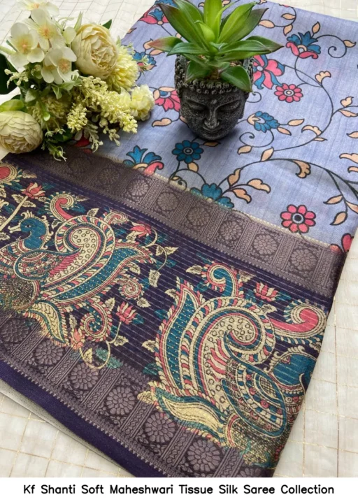 Kf Shanti Soft Maheshwari Tissue Silk Saree Collection