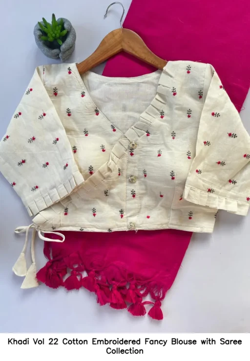 Khadi Vol 22 Cotton Embroidered Fancy Blouse with Saree Collection