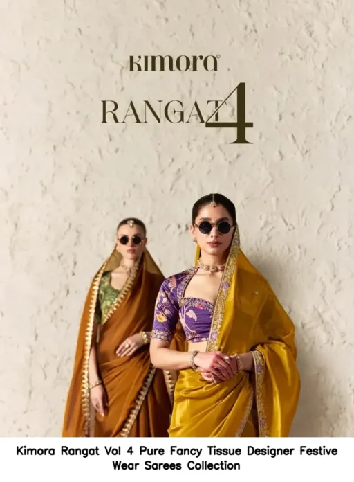 Kimora Rangat Vol 4 Pure Fancy Tissue Designer Festive Wear Sarees Collection