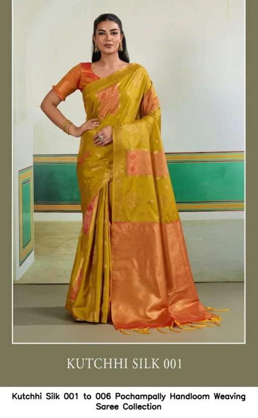 Kutchhi Silk 001 to 006 Pochampally Handloom Weaving Saree Collection