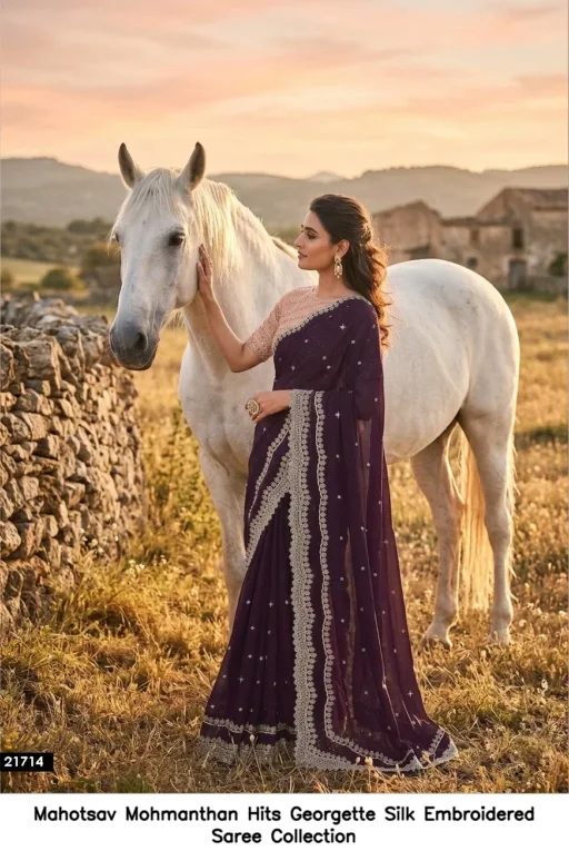 Mahotsav Mohmanthan Hits Georgette Silk Embroidered Saree Collection
