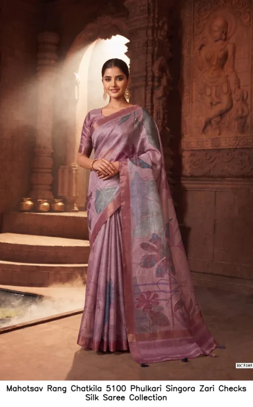 Mahotsav Rang Chatkila 5100 Phulkari Singora Zari Checks Silk Saree Collection