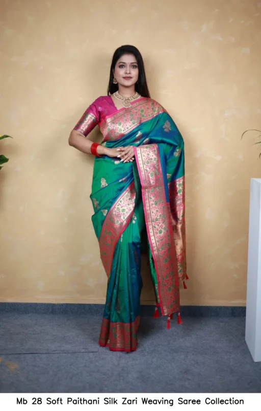 Mb 28 Soft Paithani Silk Zari Weaving Saree Collection