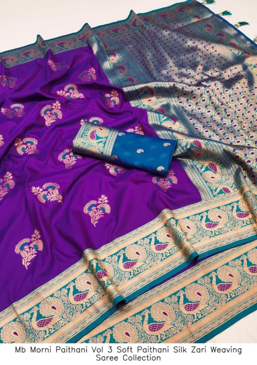 Mb Morni Paithani Vol 3 Soft Paithani Silk Zari Weaving Saree Collection