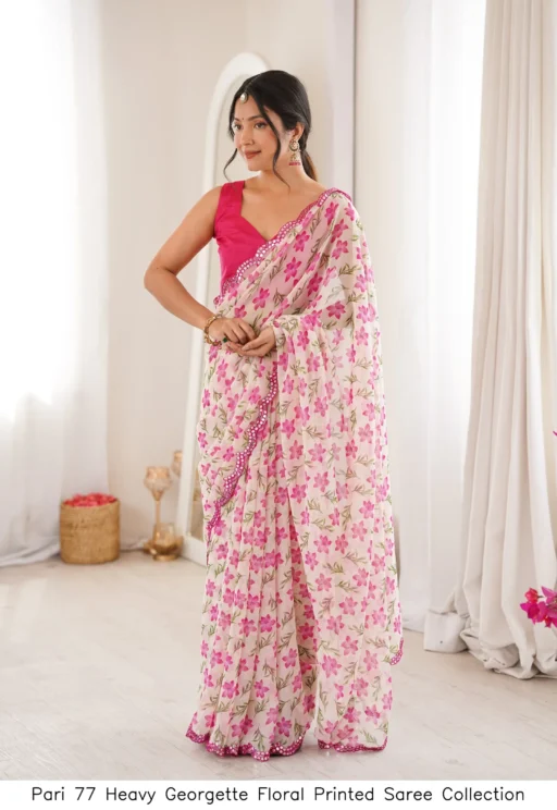 Pari 77 Heavy Georgette Floral Printed Saree Collection