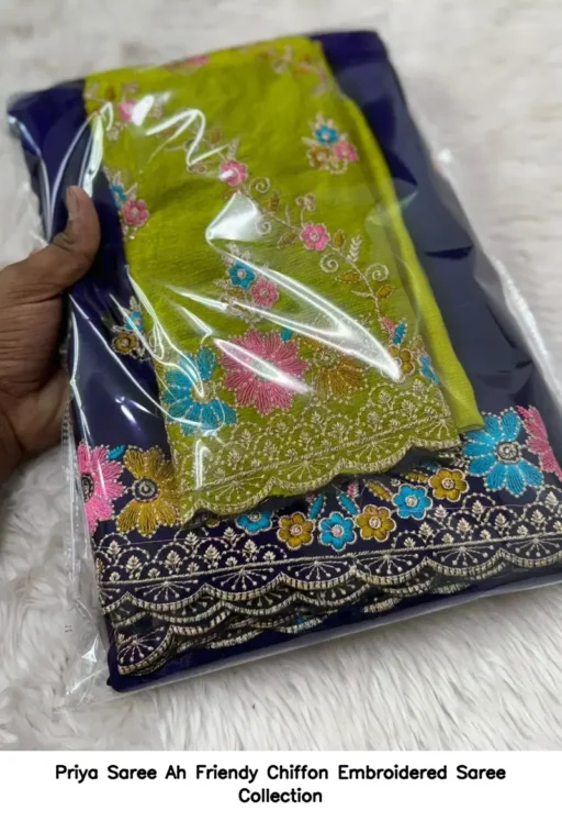 Priya Saree Ah Friendy Chiffon Embroidered Saree Collection