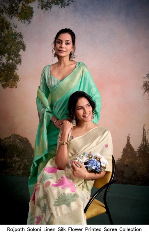 Rajpath Soloni Linen Silk Flower Printed Saree Collection