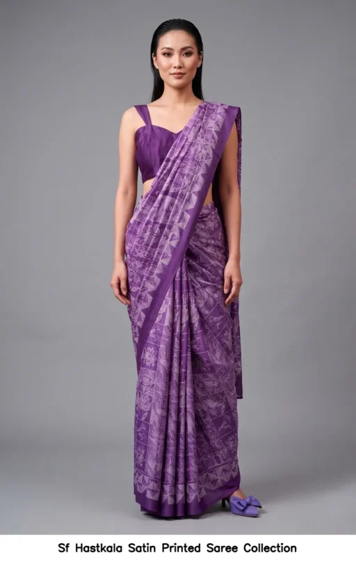 Sf Hastkala Satin Printed Saree Collection