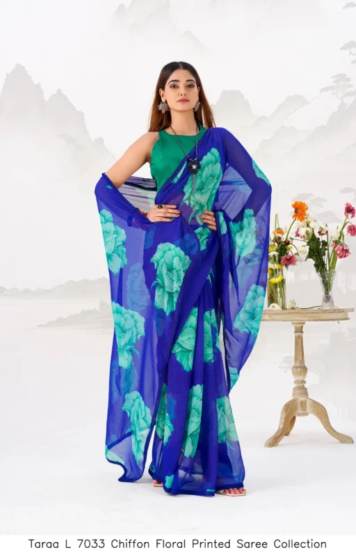 Taraa L 7033 Chiffon Floral Printed Saree Collection