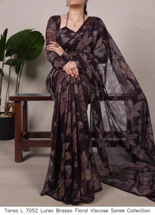 Taraa L 7052 Lurex Brasso Floral Viscose Saree Collection