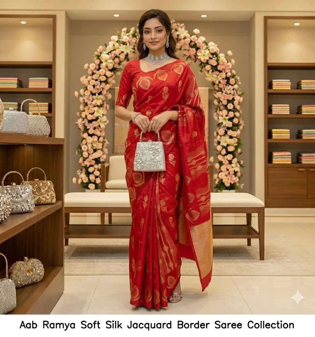 Aab Ramya Soft Silk Jacquard Border Saree Collection - Image 3