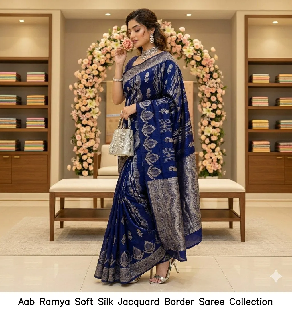 Aab Ramya Soft Silk Jacquard Border Saree Collection - Image 4