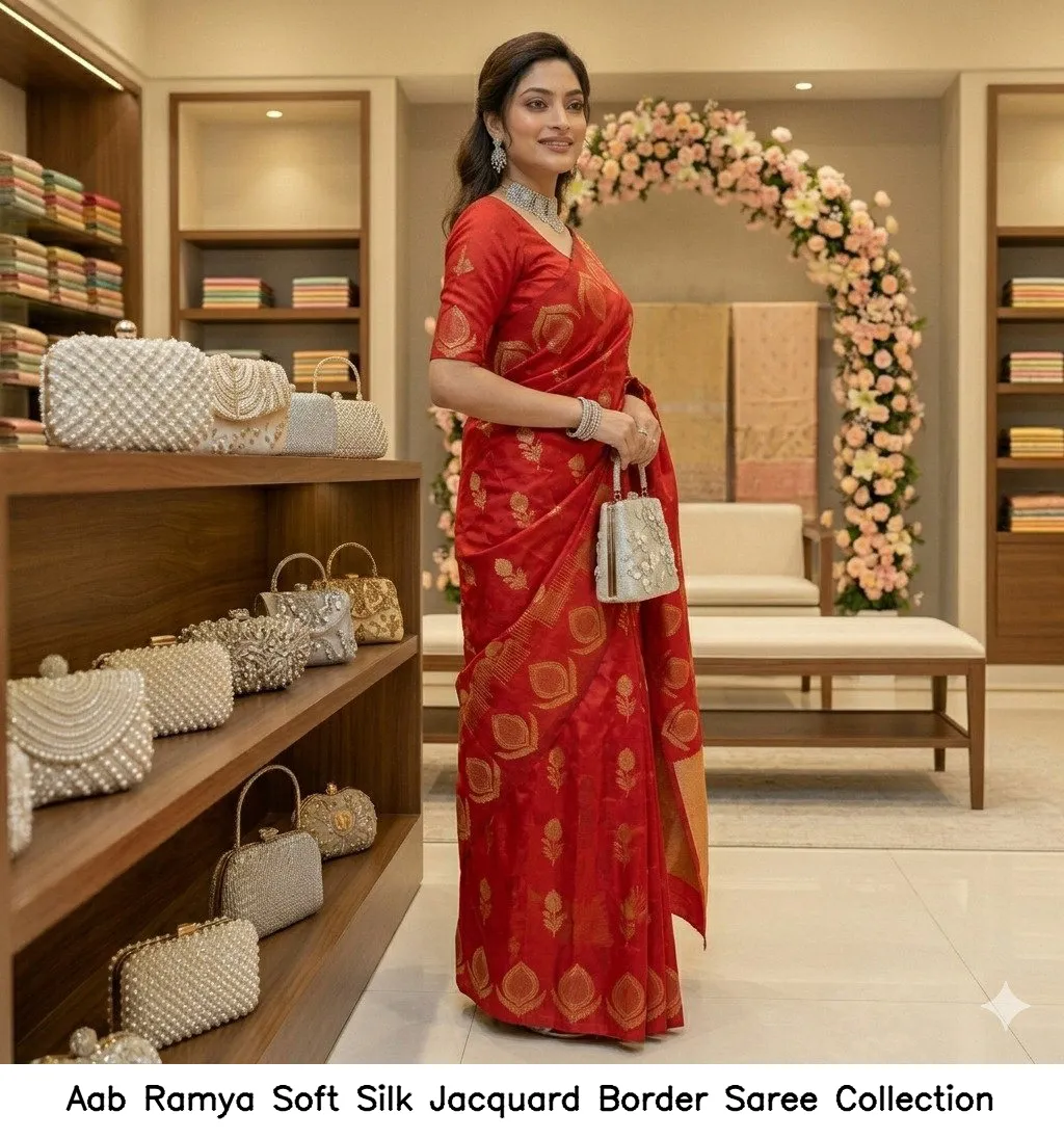 Aab Ramya Soft Silk Jacquard Border Saree Collection - Image 5