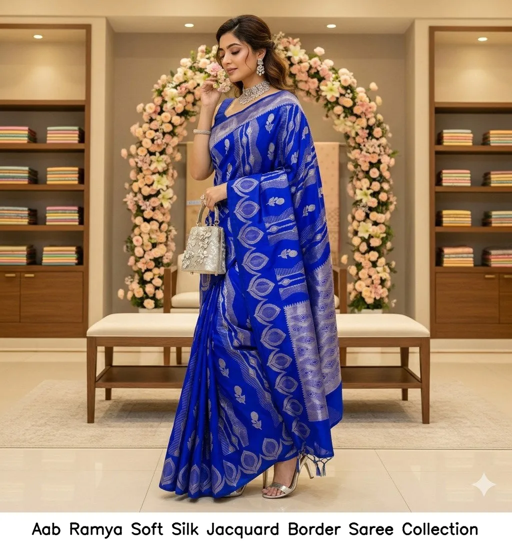 Aab Ramya Soft Silk Jacquard Border Saree Collection - Image 7