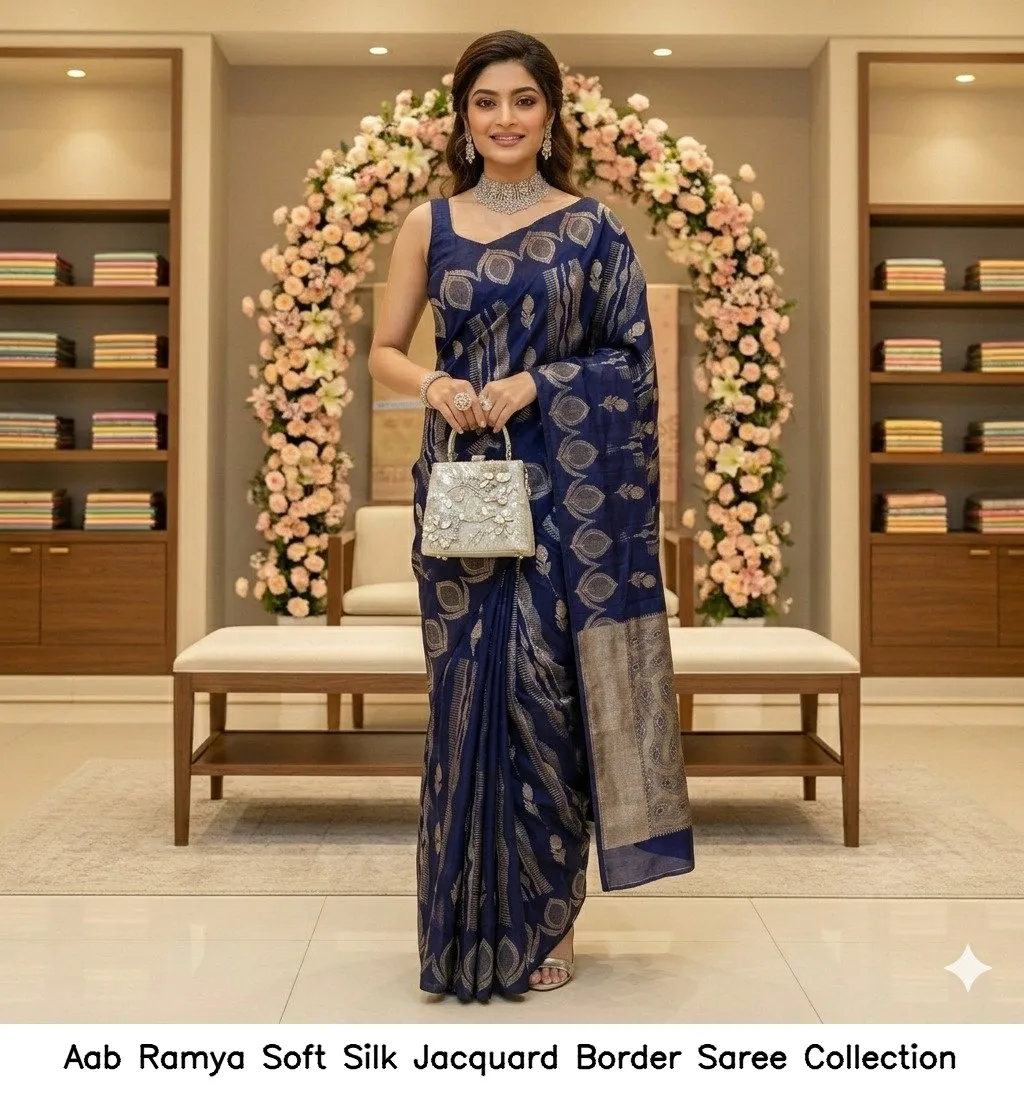 Aab Ramya Soft Silk Jacquard Border Saree Collection - Image 8