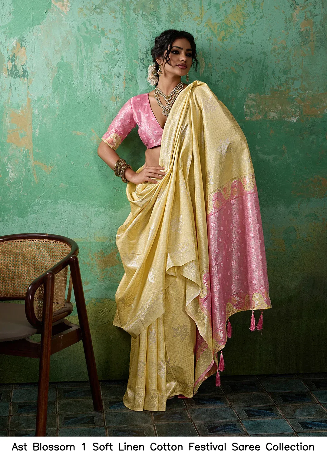 Ast Blossom 1 Soft Linen Cotton Festival Saree Collection