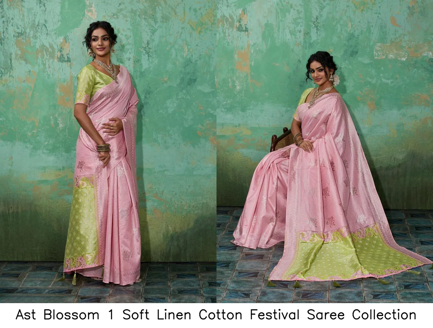 Ast Blossom 1 Soft Linen Cotton Festival Saree Collection - Image 4