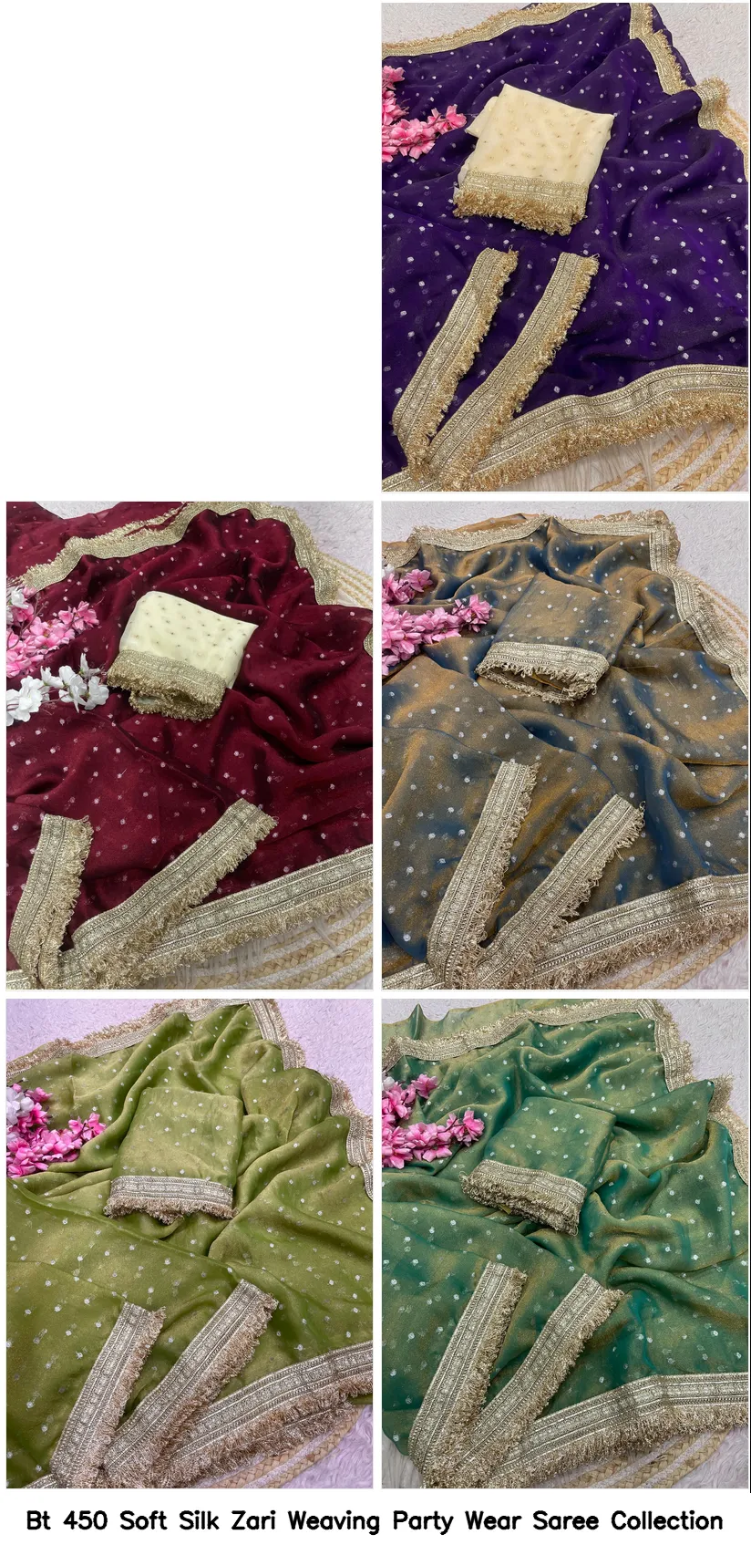 Bt 450 Soft Silk Zari Weaving Party Wear Saree Collection - Image 3