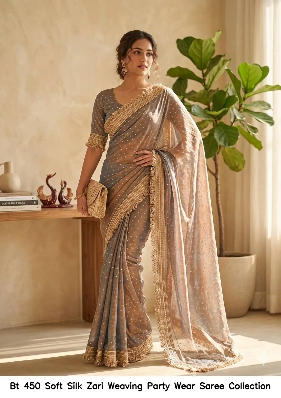 Bt 450 Soft Silk Zari Weaving Party Wear Saree Collection - Image 6