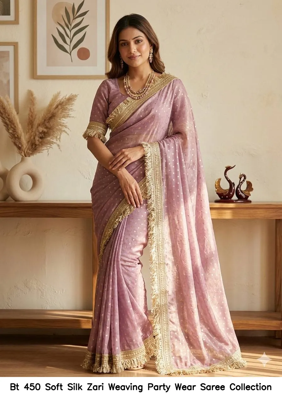 Bt 450 Soft Silk Zari Weaving Party Wear Saree Collection - Image 7