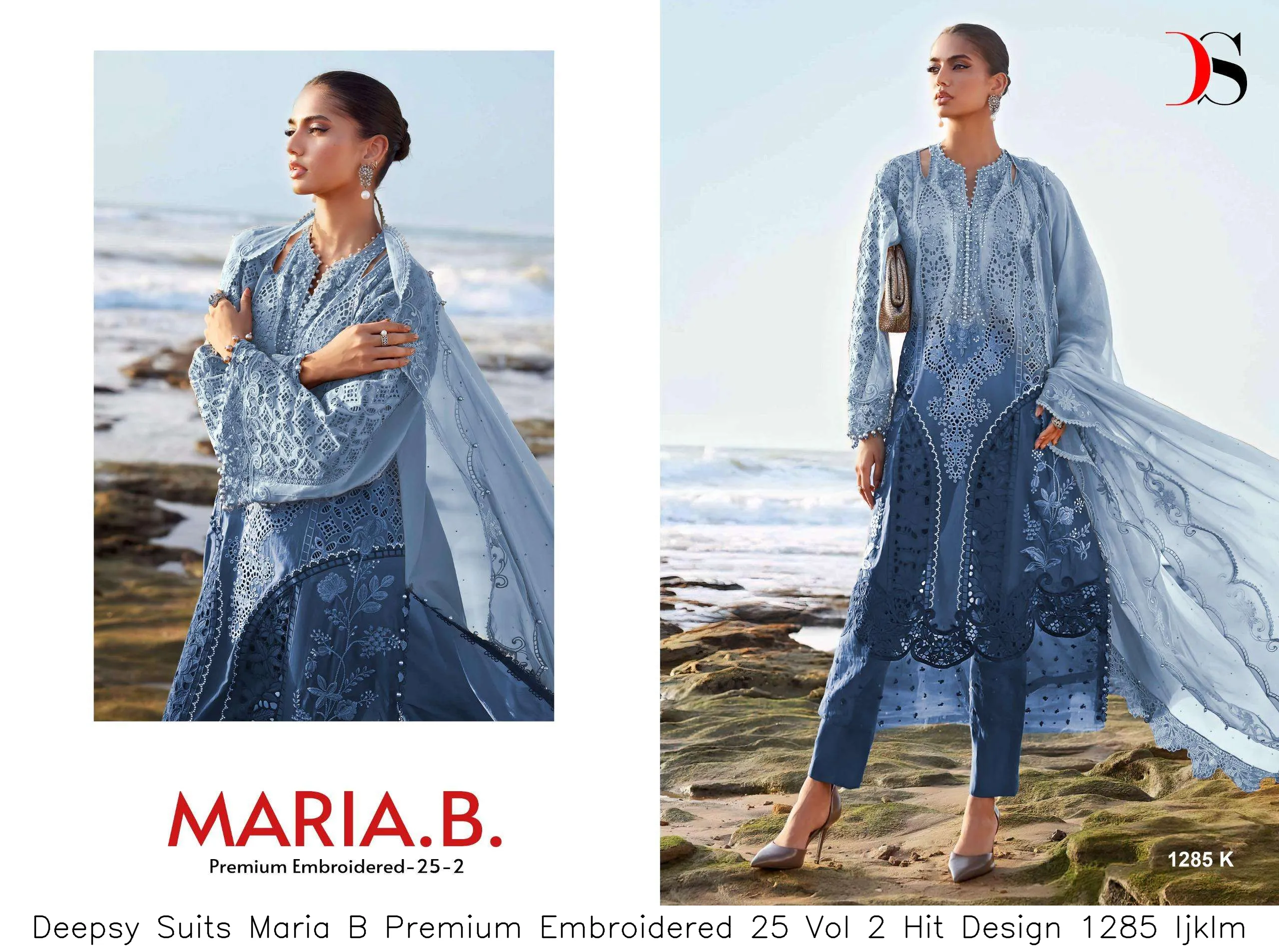 Deepsy Suits Maria B Premium Embroidered 25 Vol 2 Hit Design 1285 Ijklm