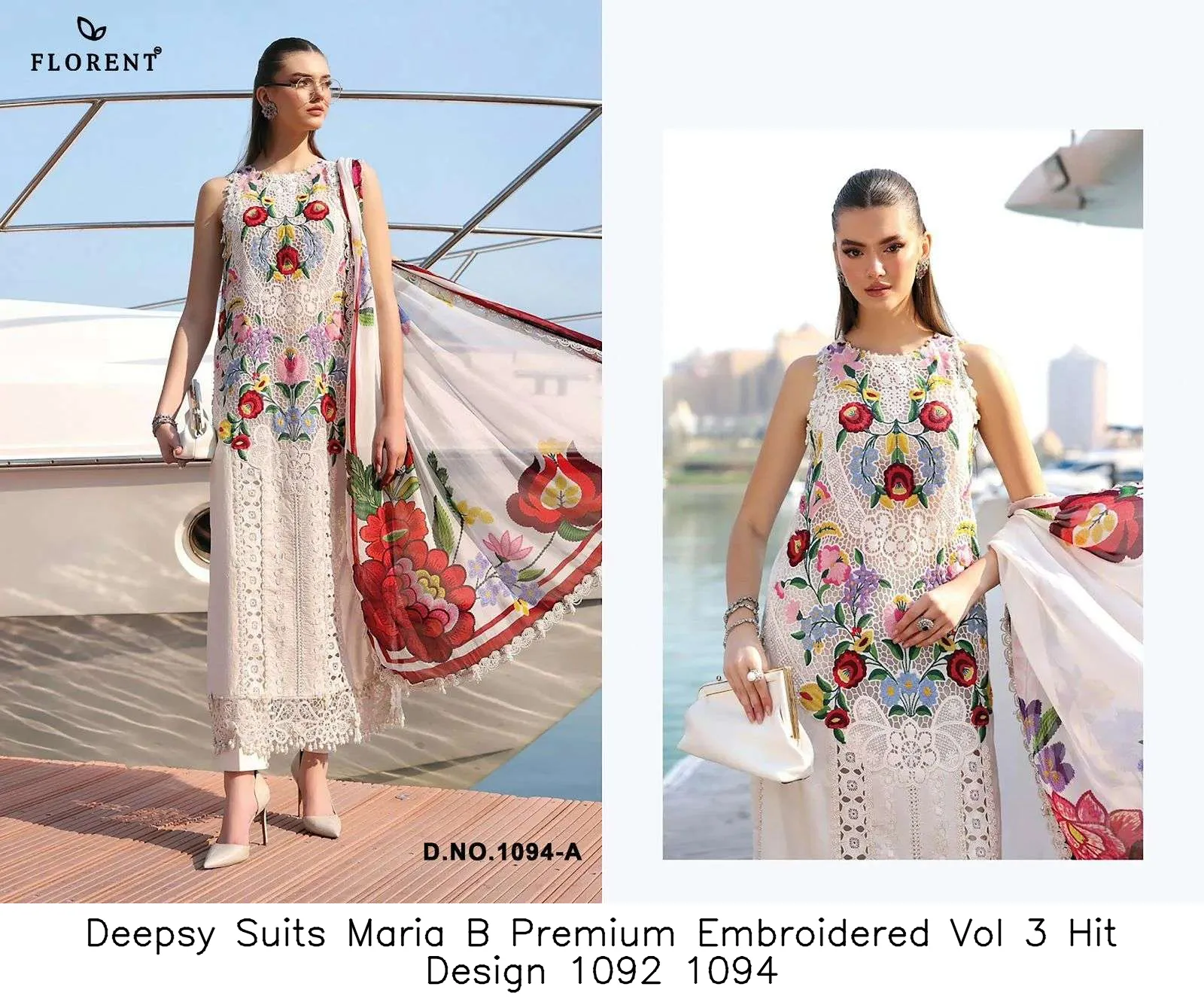 Deepsy Suits Maria B Premium Embroidered Vol 3 Hit Design 1092 1094 - Image 2