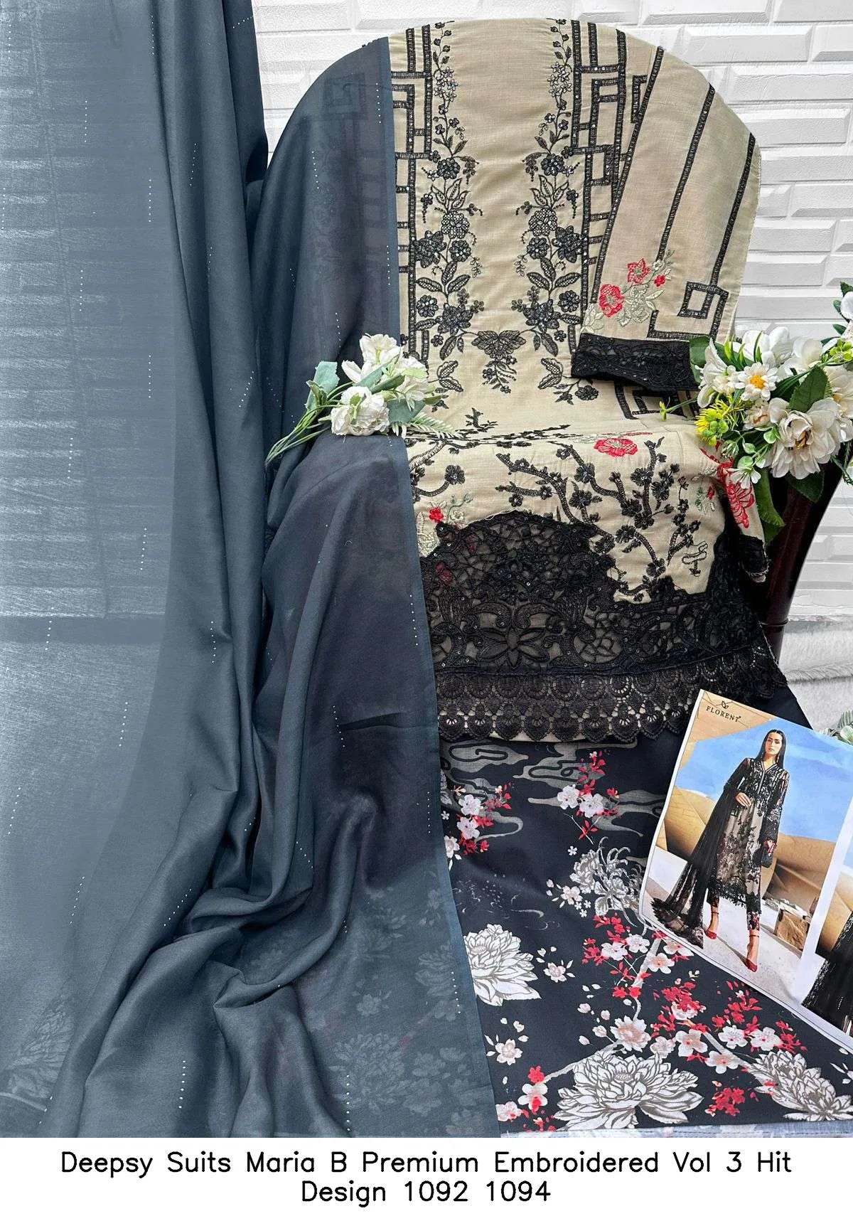 Deepsy Suits Maria B Premium Embroidered Vol 3 Hit Design 1092 1094 - Image 3