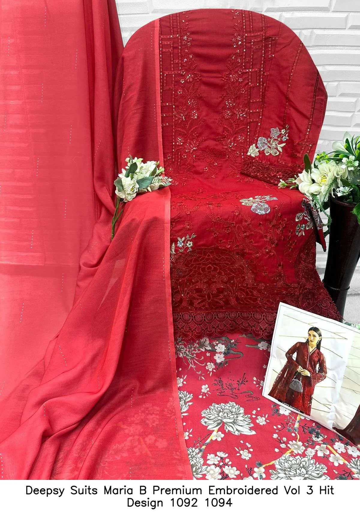 Deepsy Suits Maria B Premium Embroidered Vol 3 Hit Design 1092 1094 - Image 4